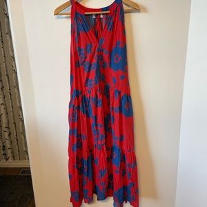 NWOT Velvet by Graham & Spencer blue and red midi dress